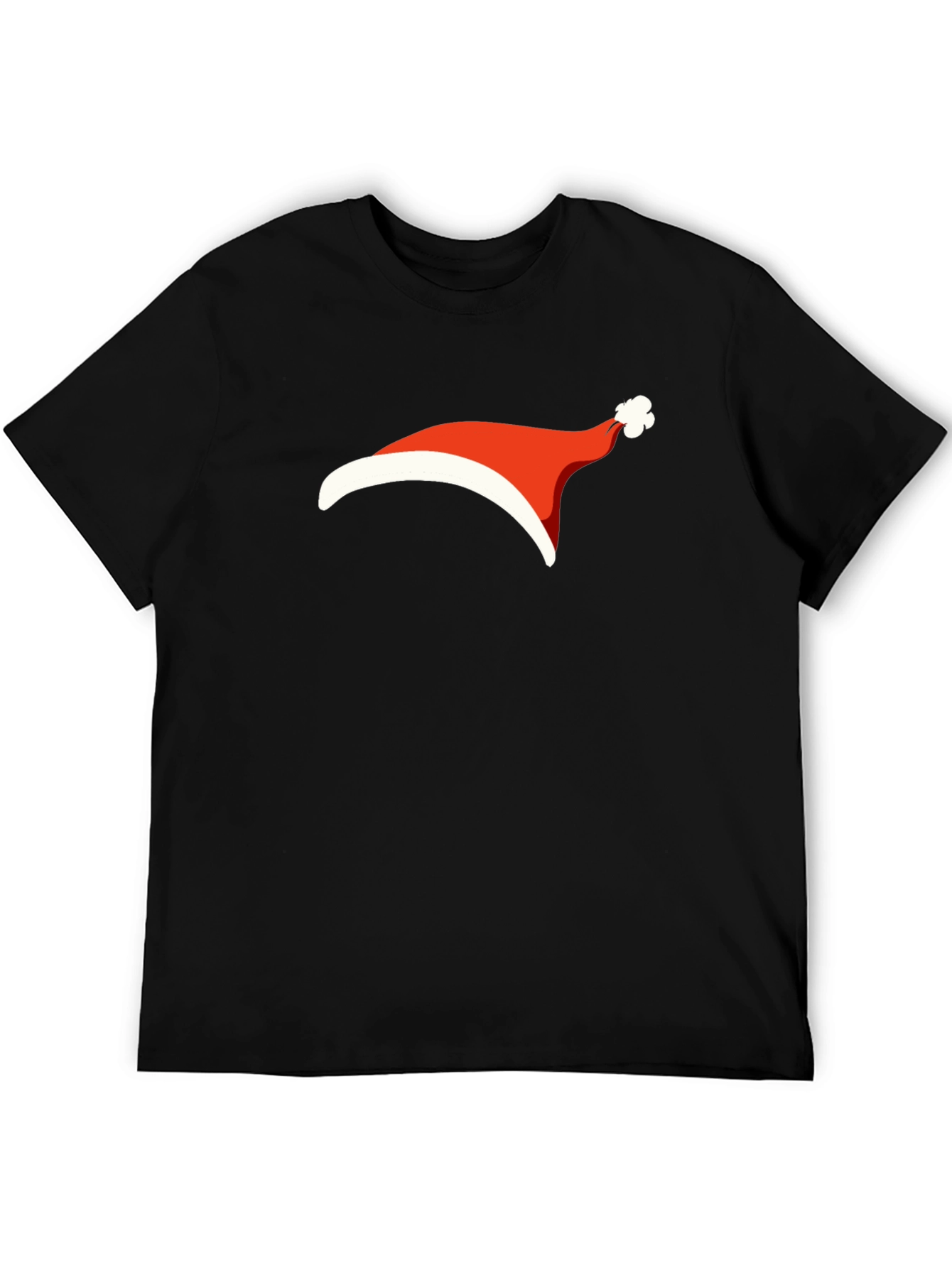 Festive Santa Hat Graphic Tee - Black