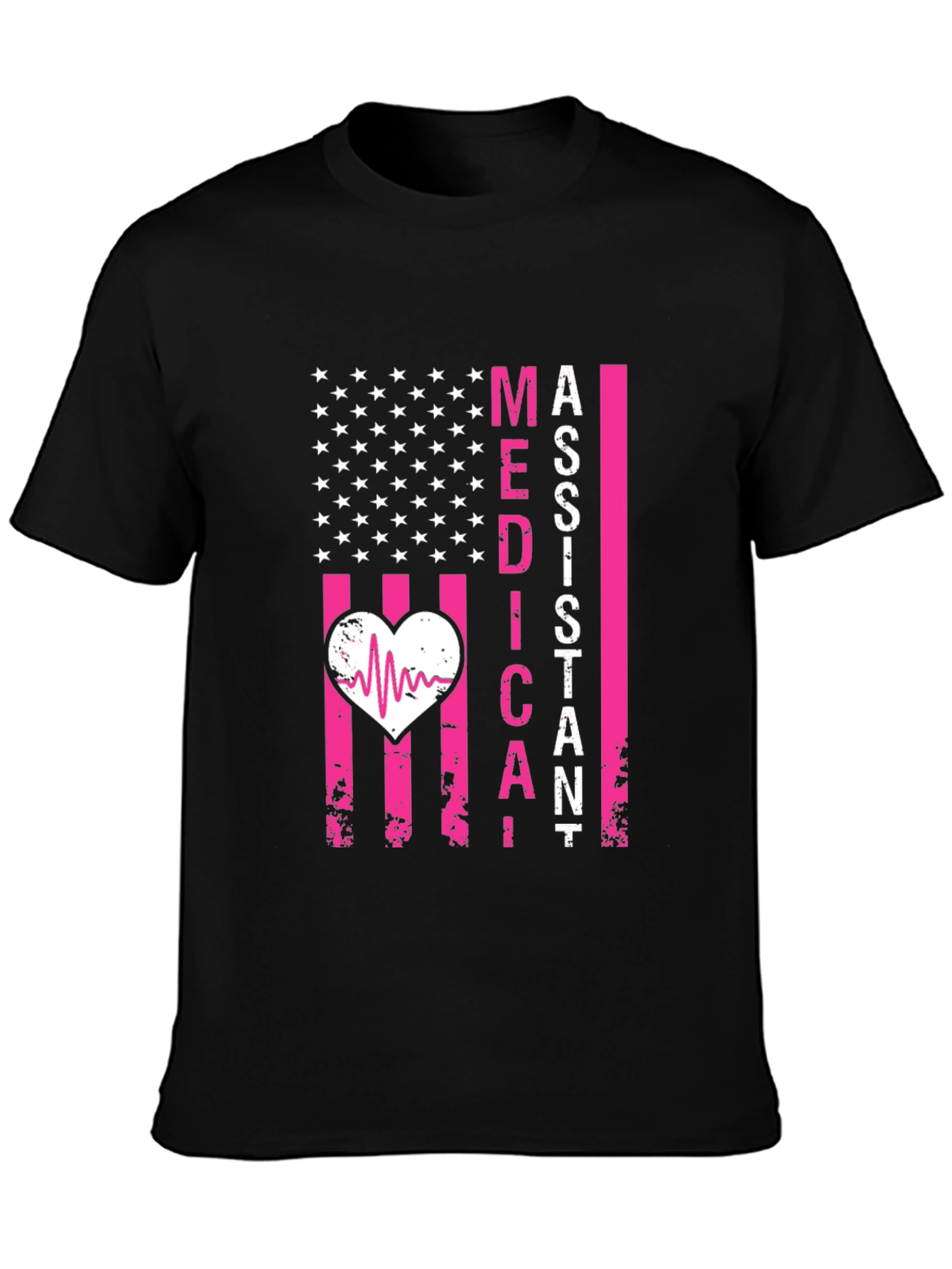 Medical Assistant Heartbeat US Flag Tee