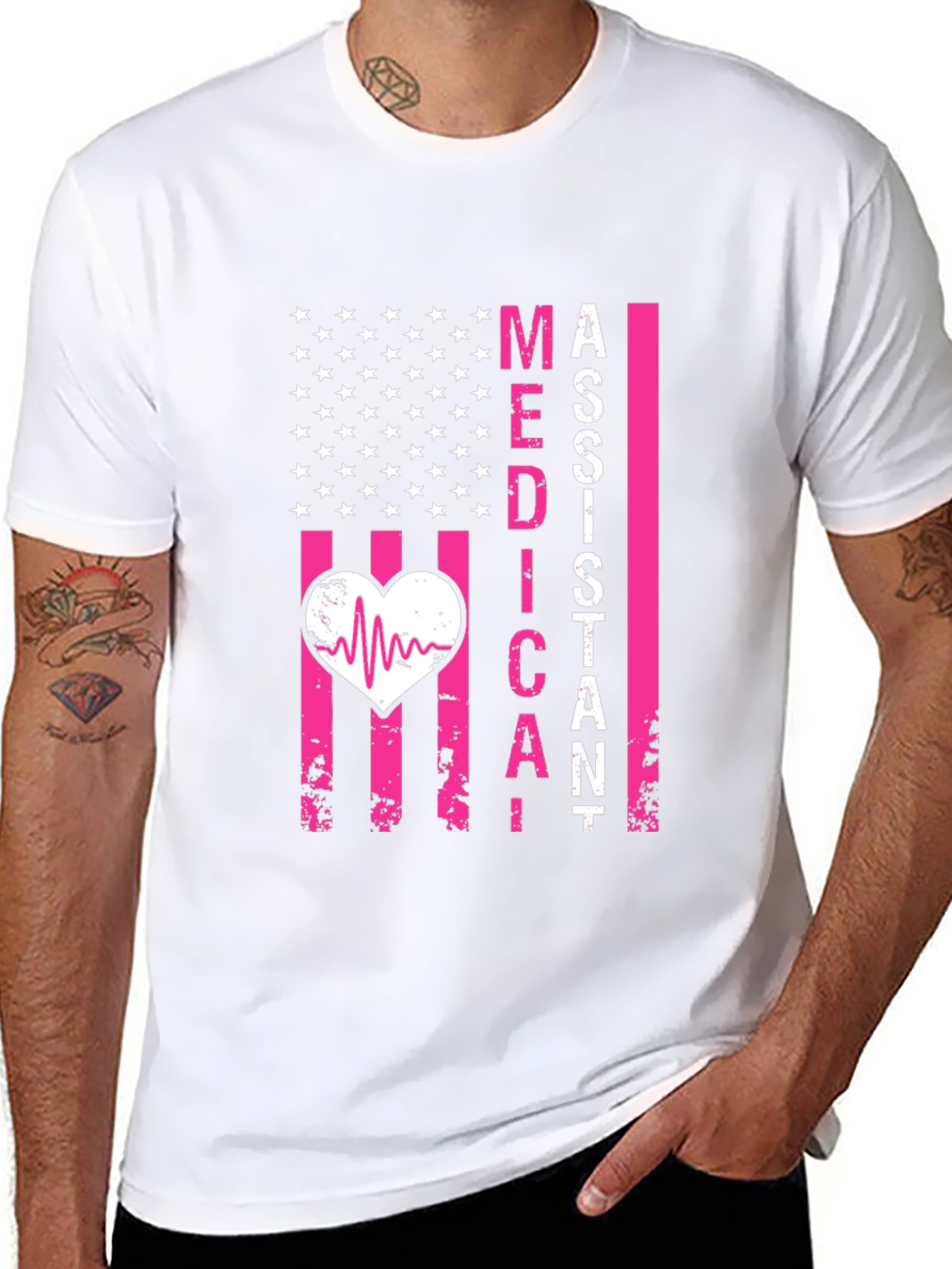Medical Assistant Heartbeat US Flag Tee