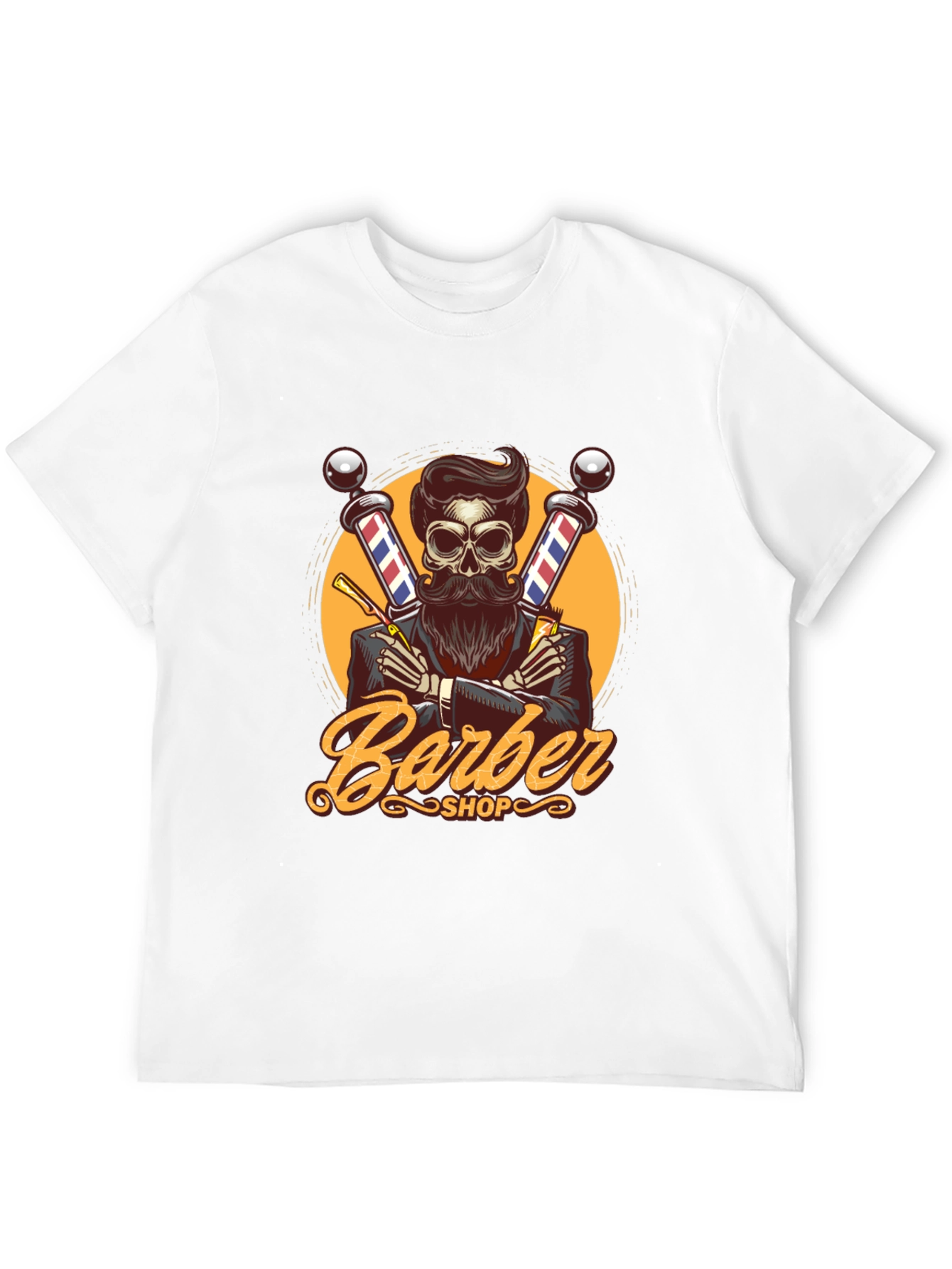 Barber Shop Skeleton Graphic Tee