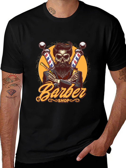 Barber Shop Skeleton Graphic Tee