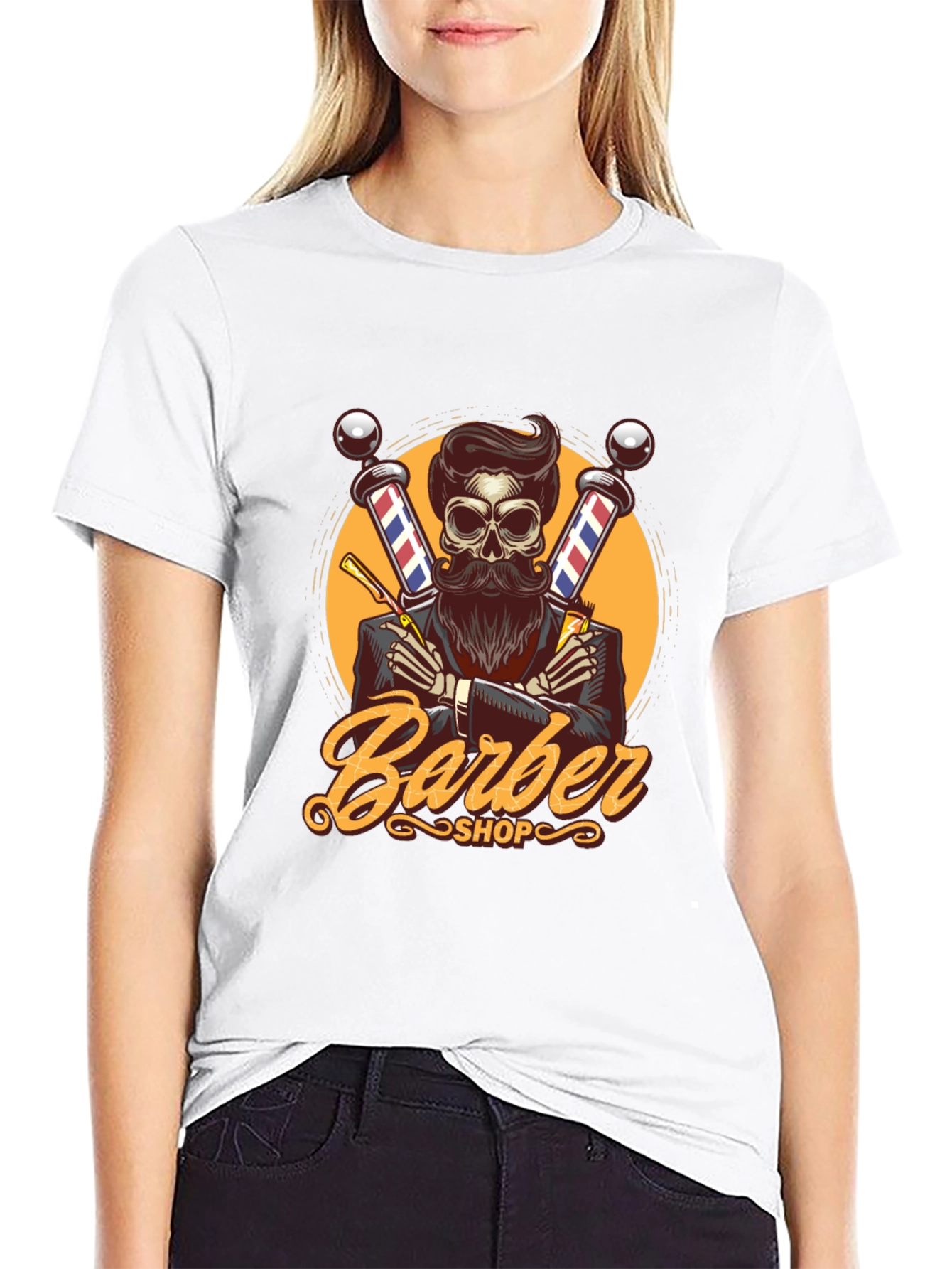 Barber Shop Skeleton Graphic Tee