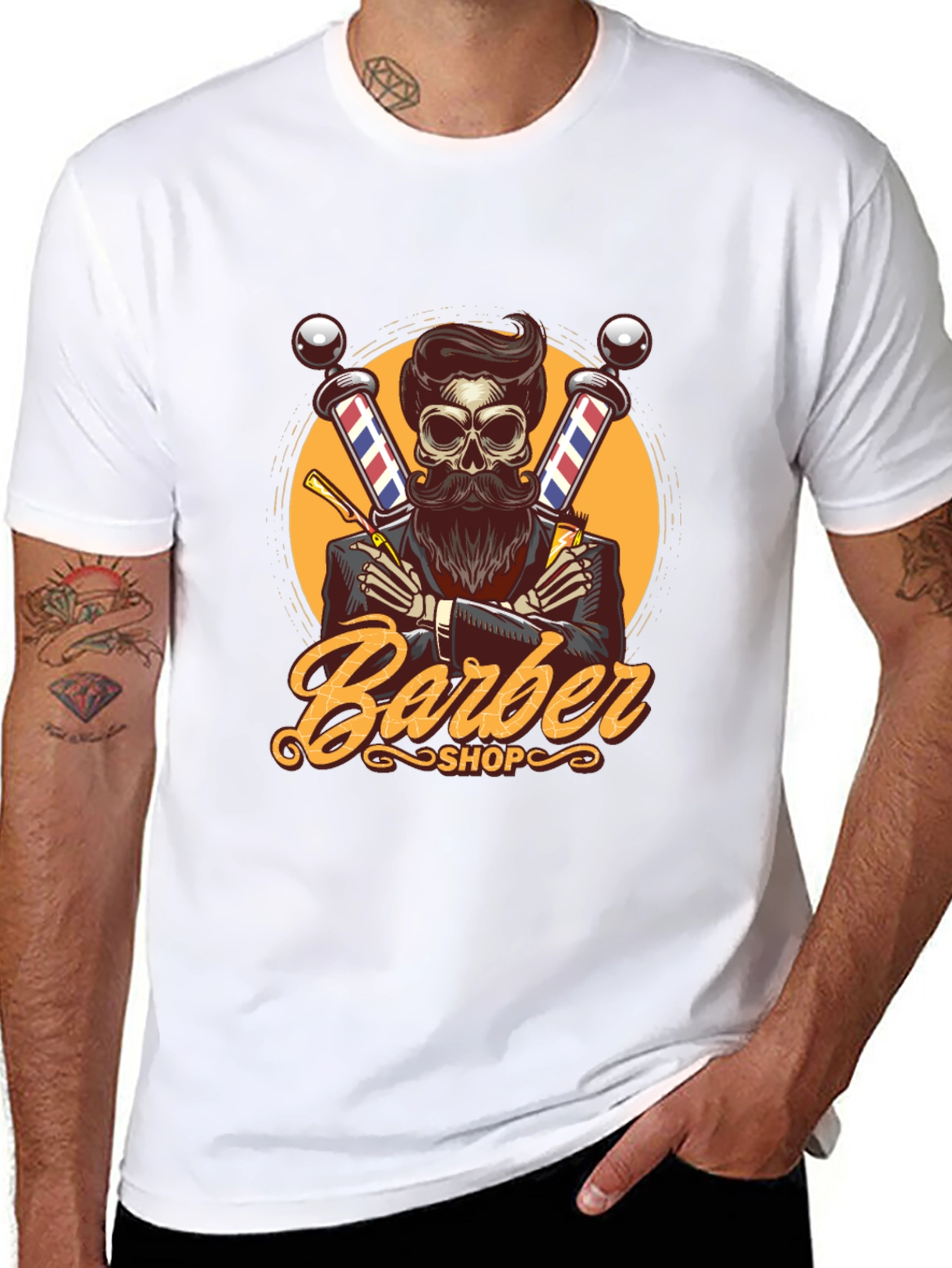 Barber Shop Skeleton Graphic Tee