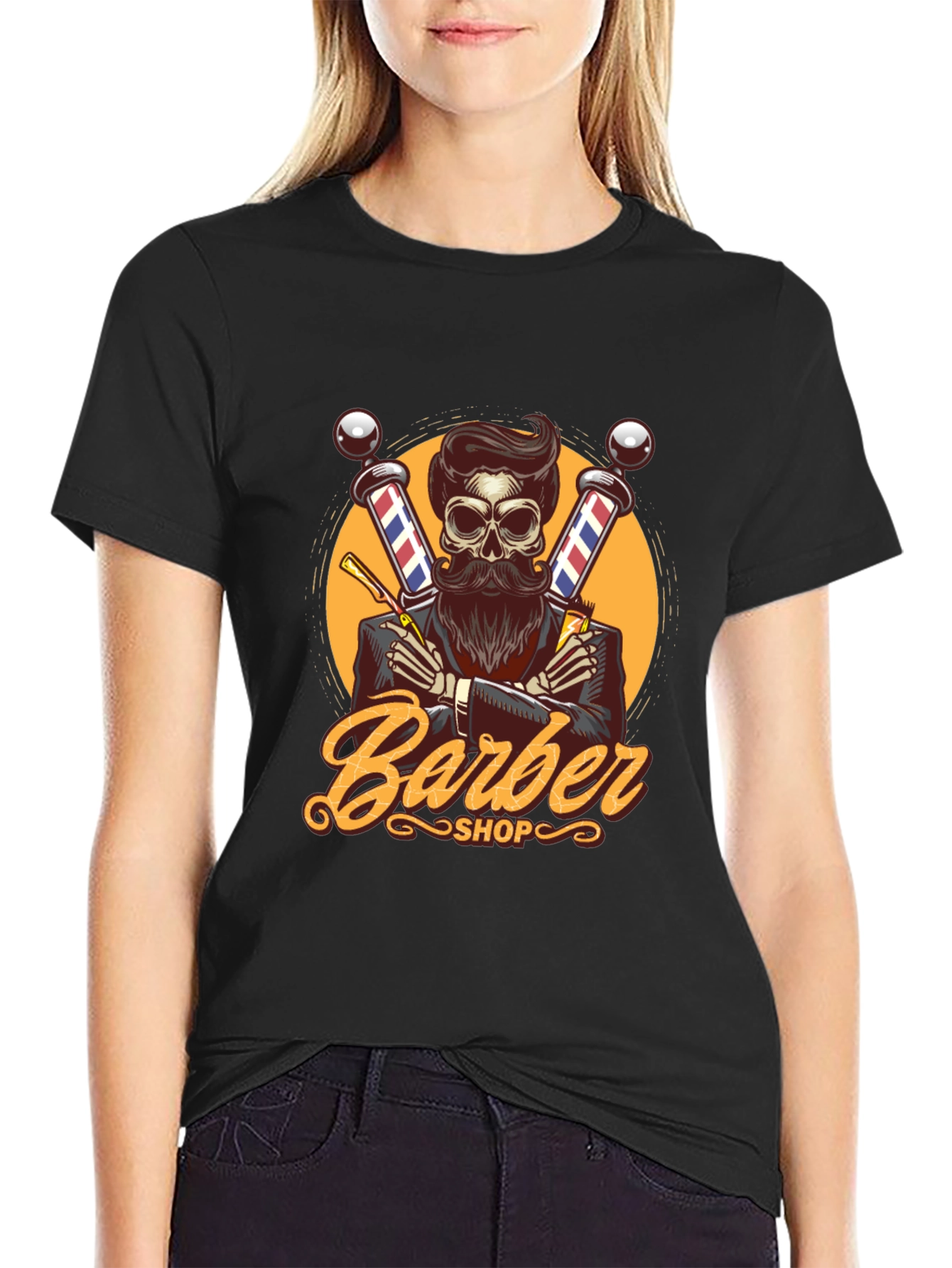 Barber Shop Skeleton Graphic Tee
