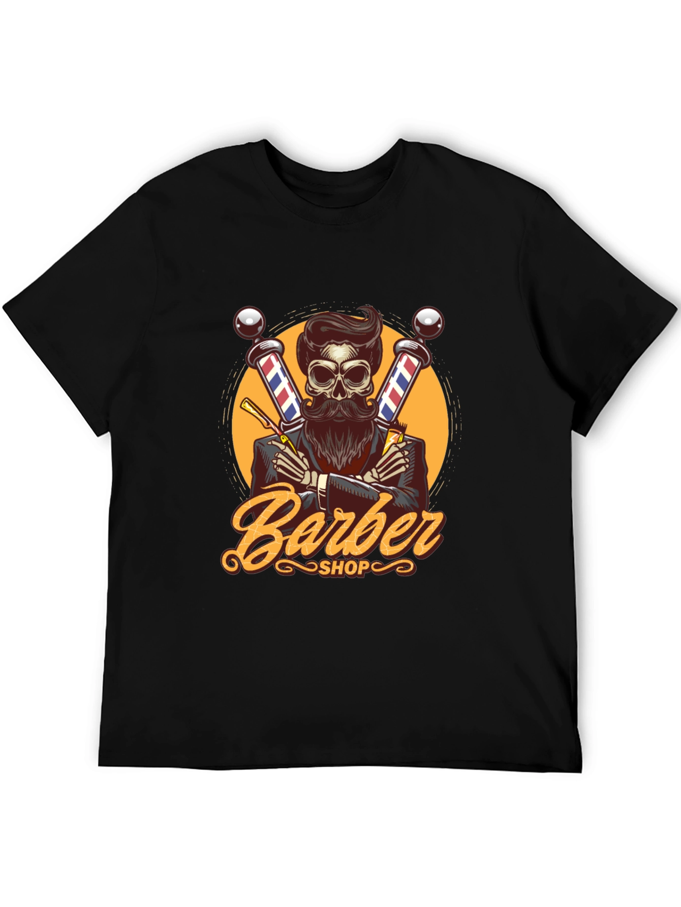 Barber Shop Skeleton Graphic Tee