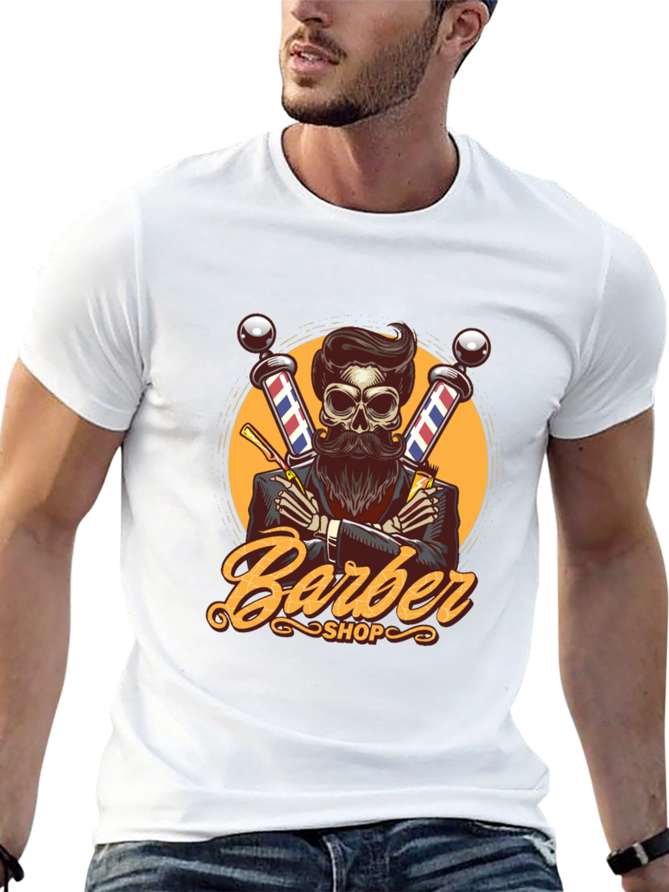 Barber Shop Skeleton Graphic Tee