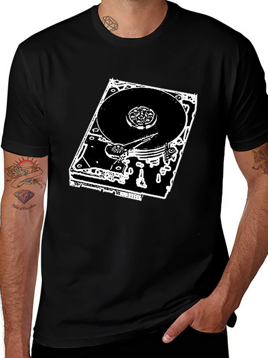 Hard Drive Graphic Tee - Black Short Sleeve T-Shirt