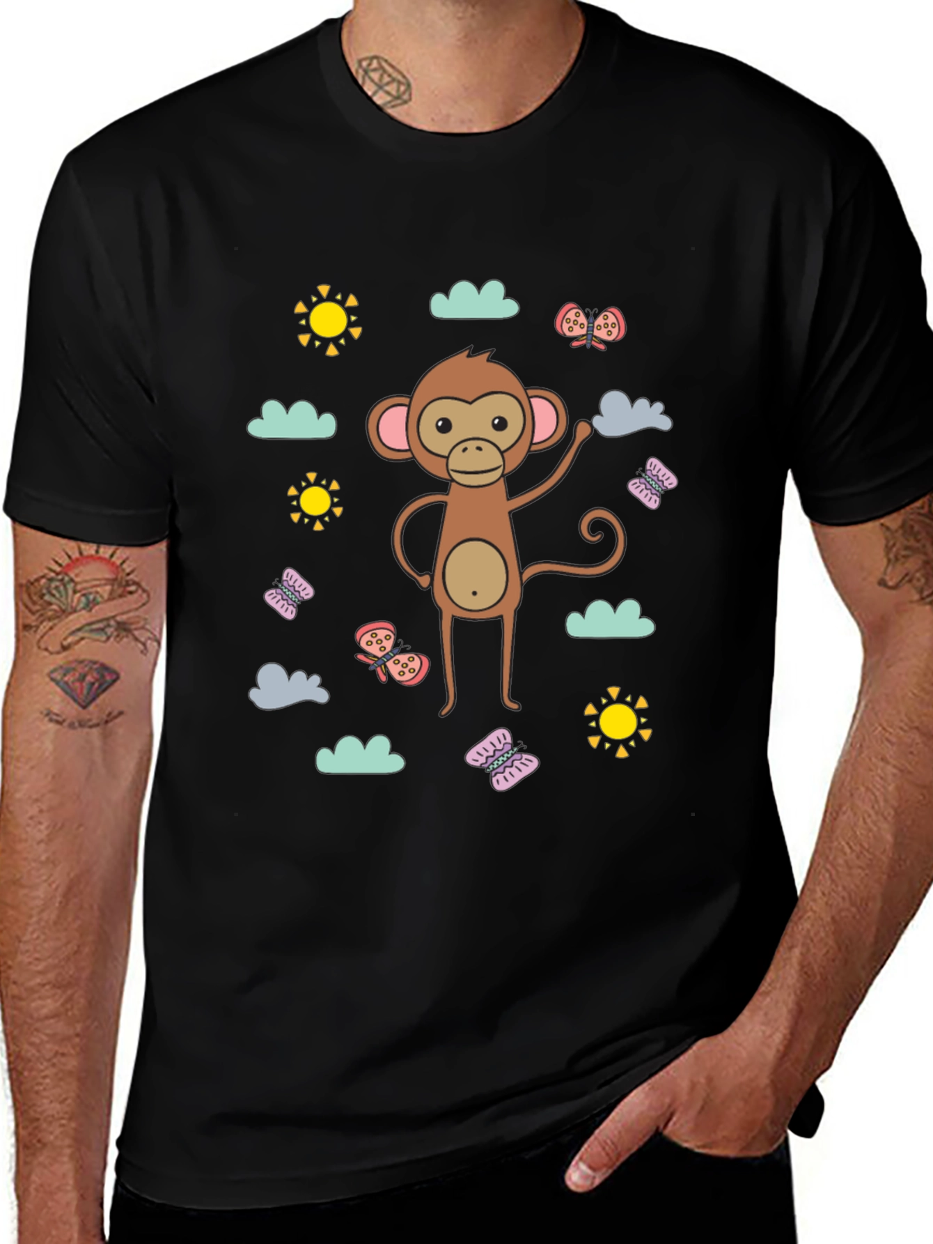 Fun Monkey Graphic Tee - Black Cotton Comfort