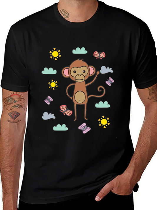 Fun Monkey Graphic Tee - Black Cotton Comfort