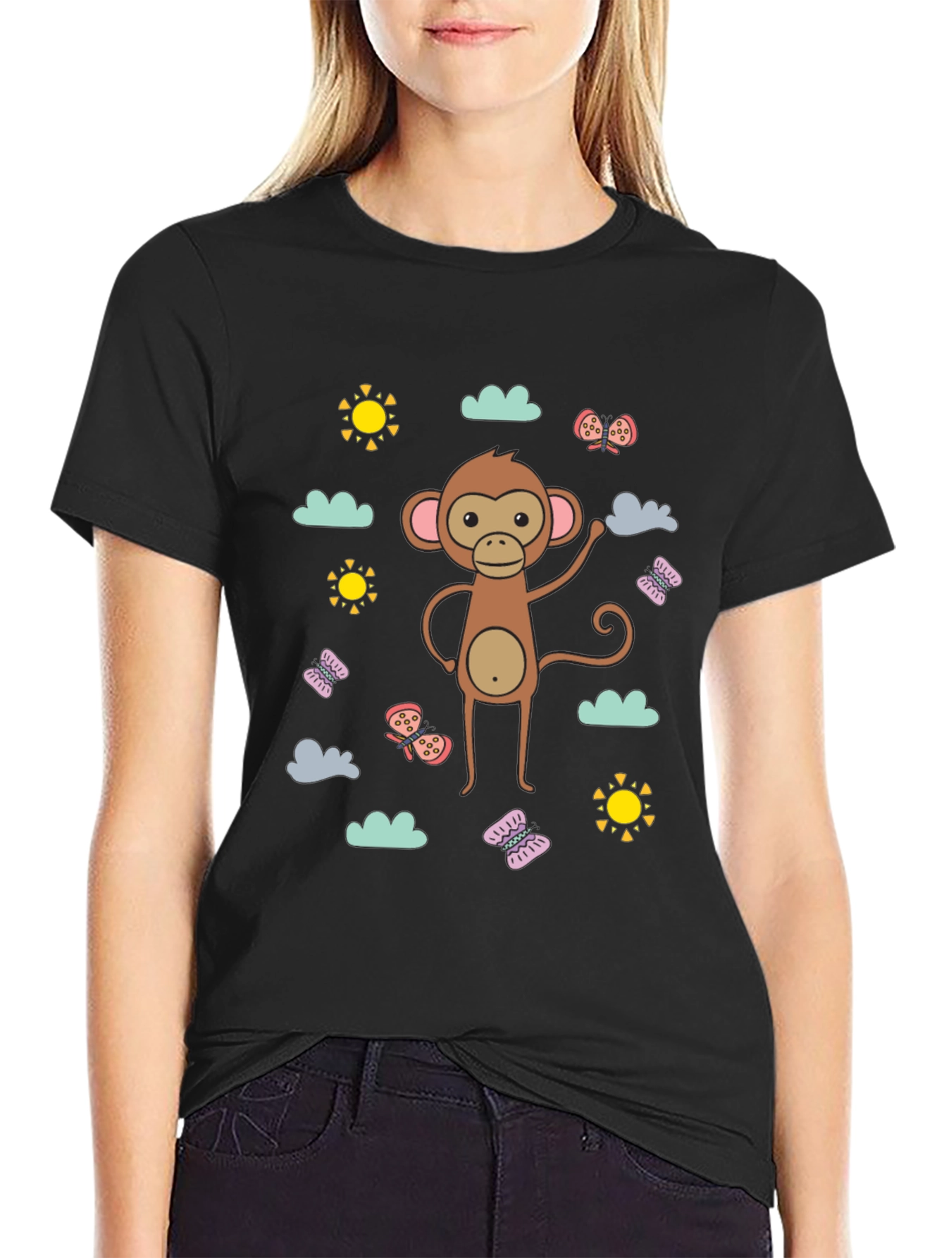 Fun Monkey Graphic Tee - Black Cotton Comfort