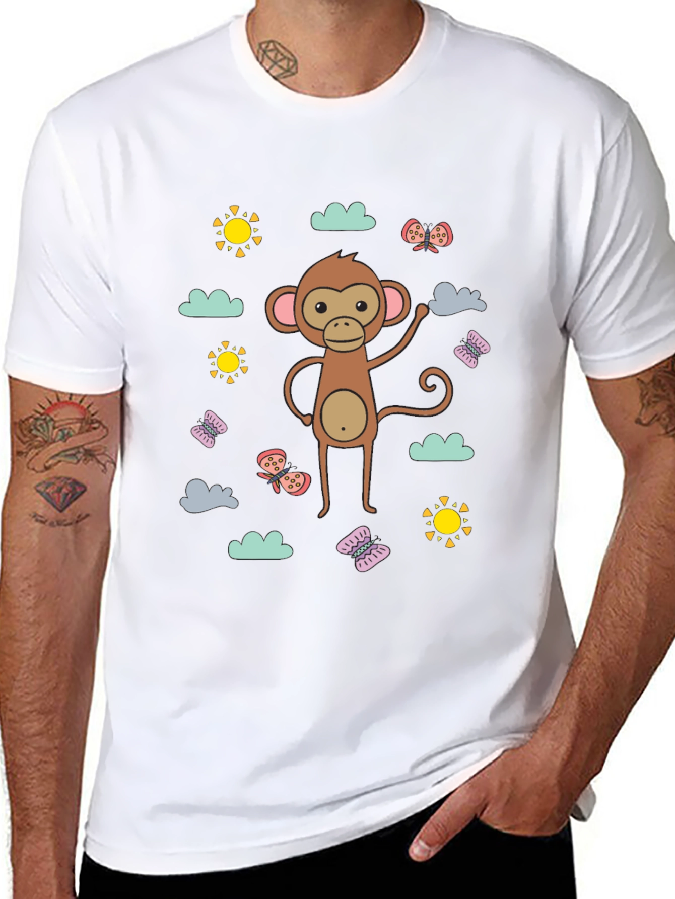 Fun Monkey Graphic Tee - Black Cotton Comfort