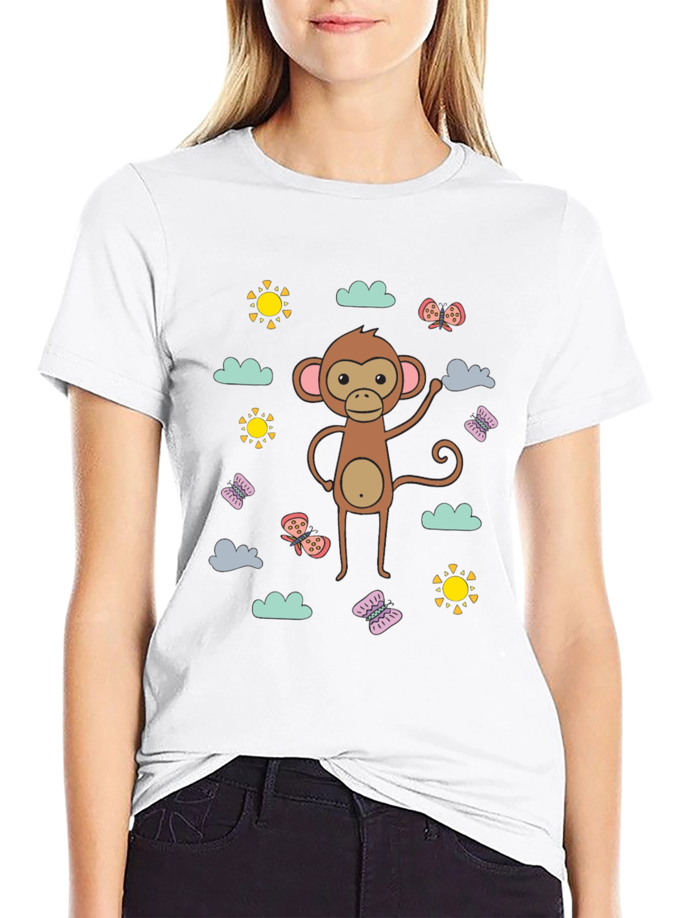 Fun Monkey Graphic Tee - Black Cotton Comfort