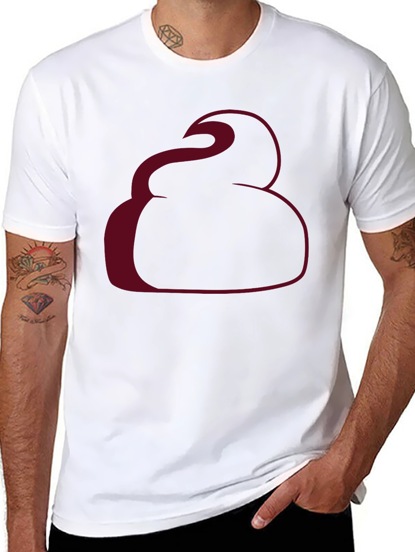 Unique Graphic Tee - Burgundy Swirl Design Black T-Shirt