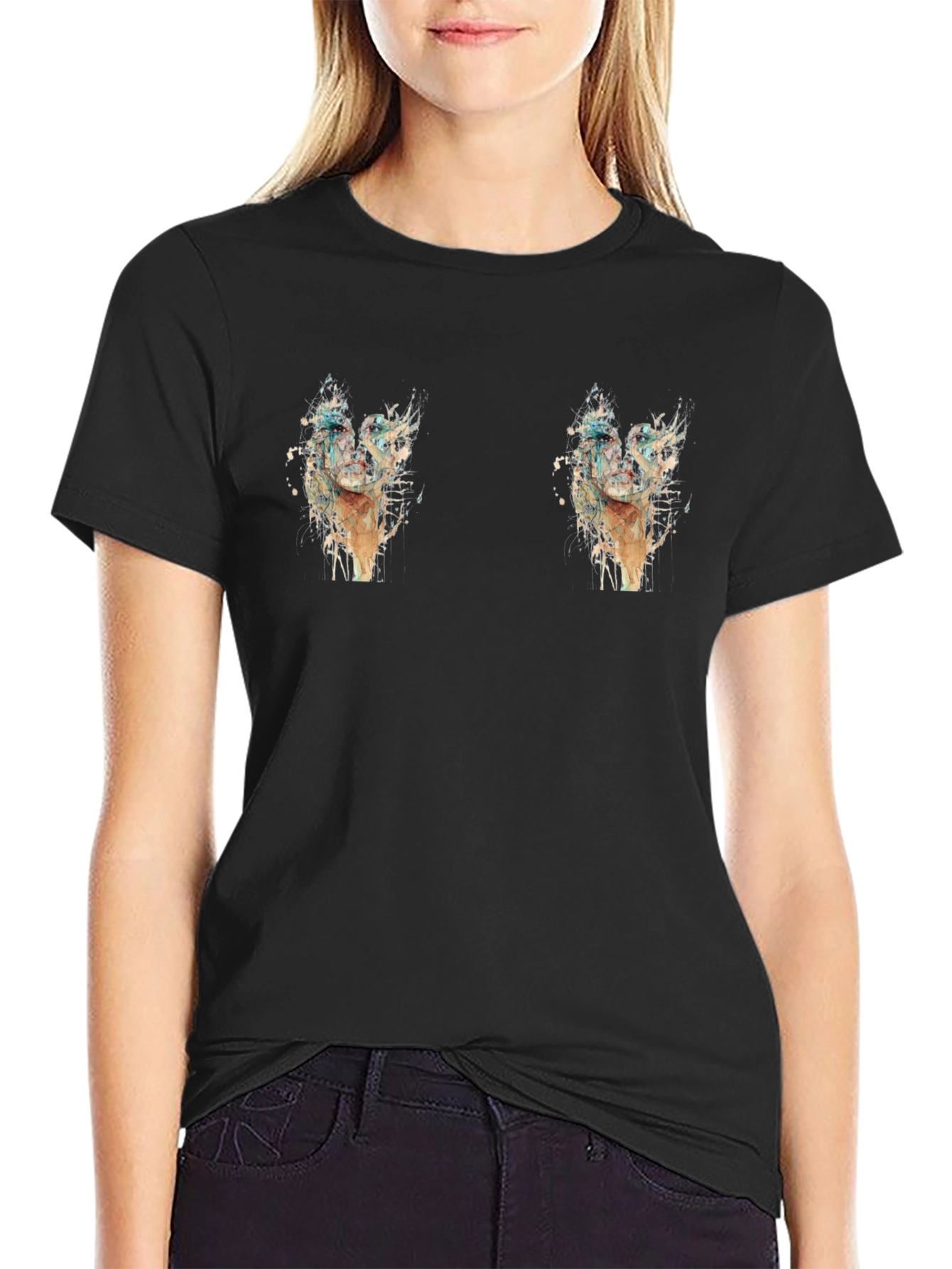 Mens Graphic Black T-Shirt - Cactus Design