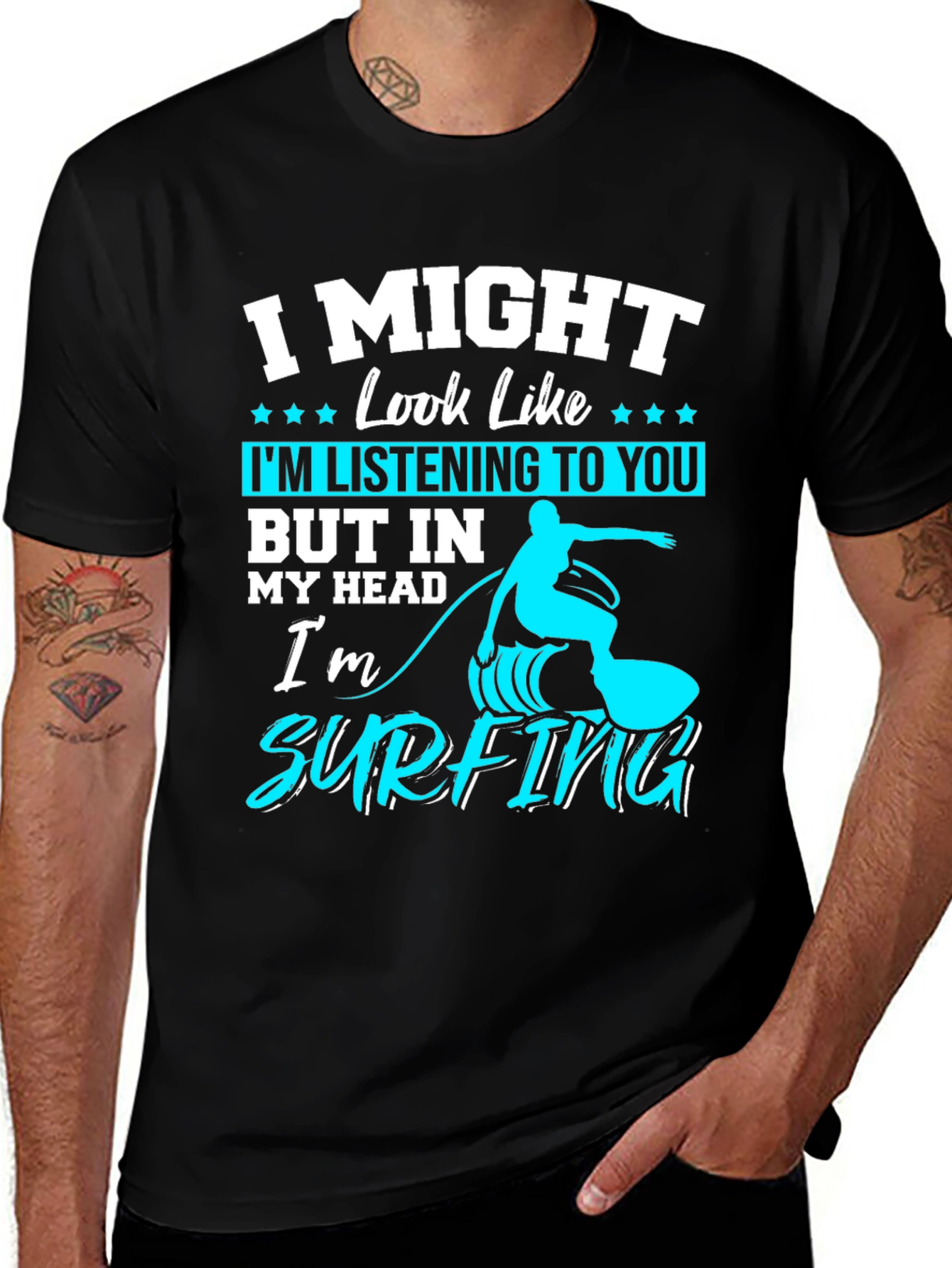 Surfing Head T-Shirt: Funny Mens Tee