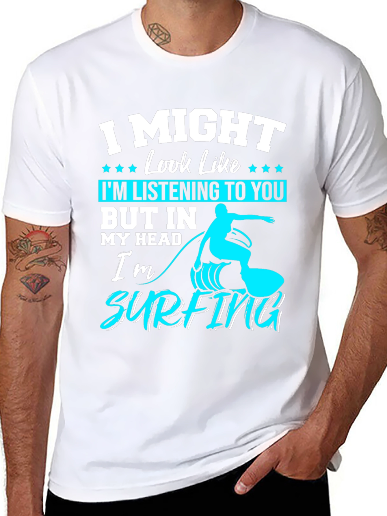 Surfing Head T-Shirt: Funny Mens Tee