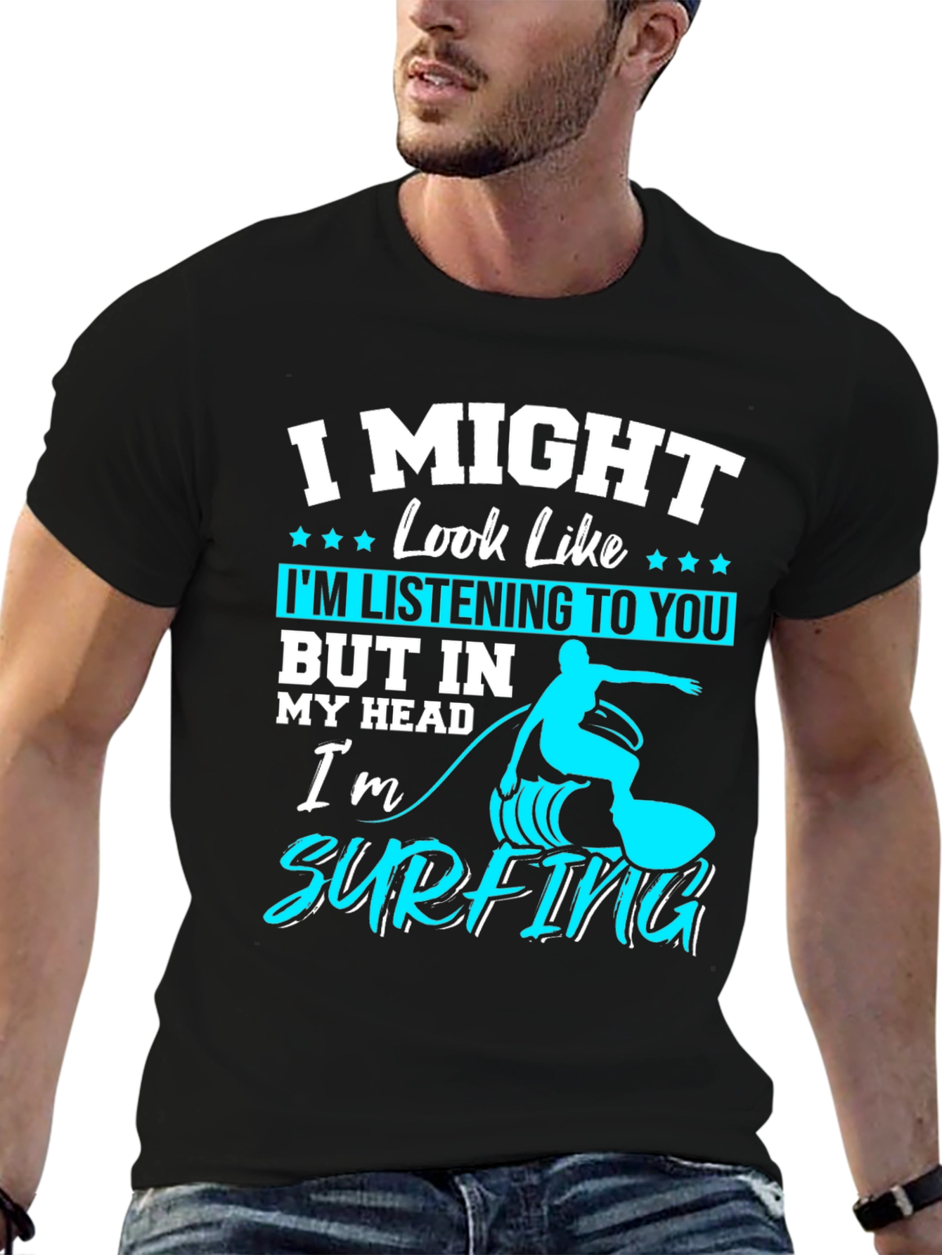 Surfing Head T-Shirt: Funny Mens Tee