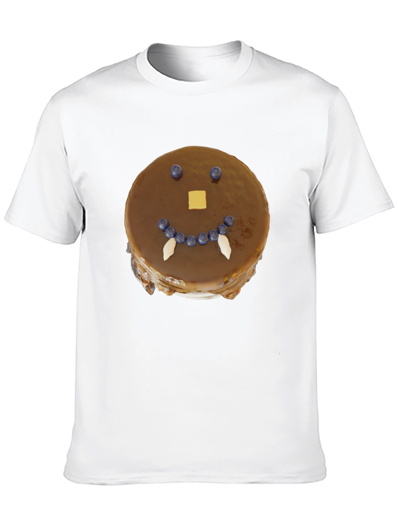 Funny Pancake Face Graphic Tee - Casual Black T-Shirt