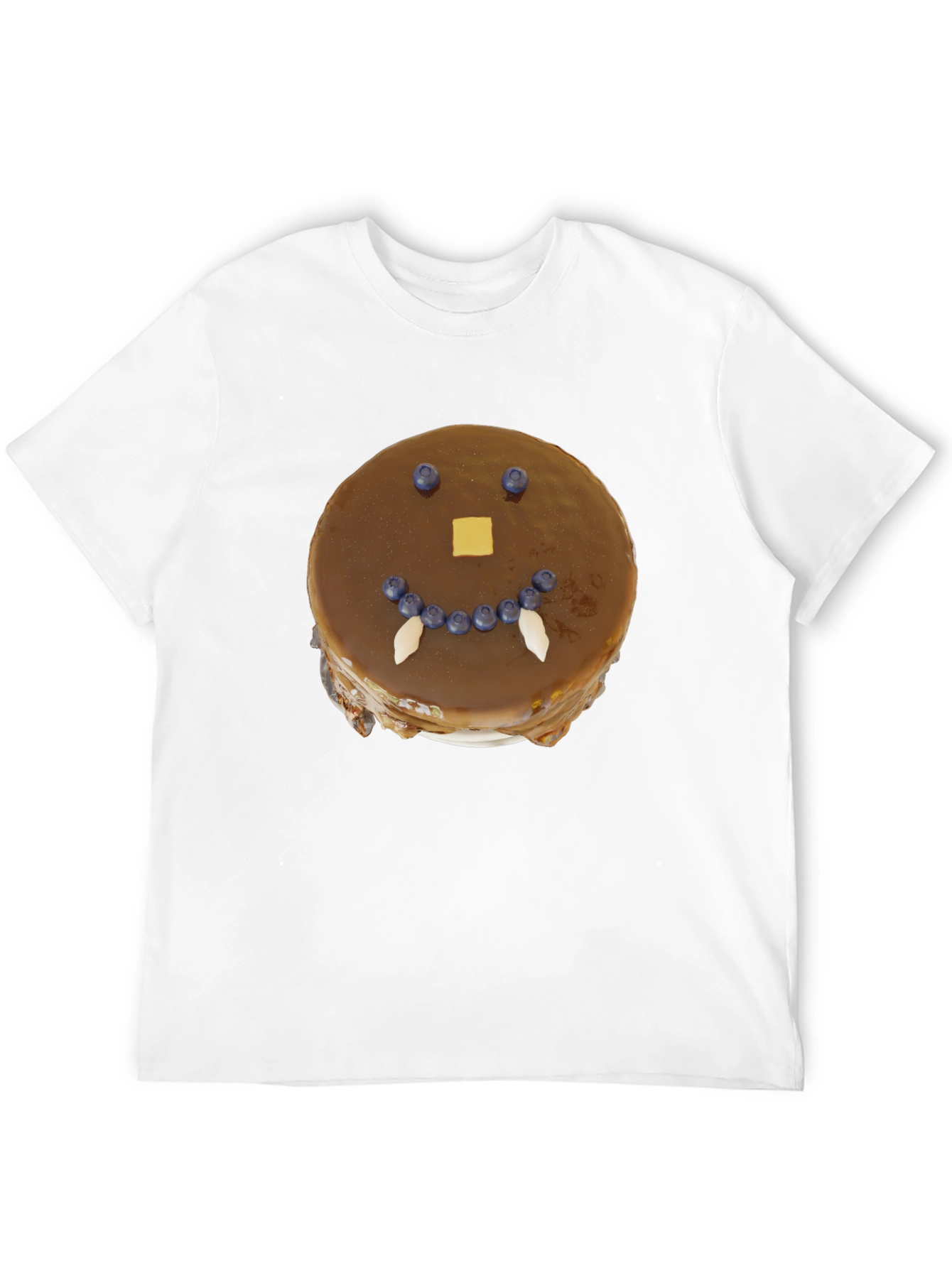Funny Pancake Face Graphic Tee - Casual Black T-Shirt
