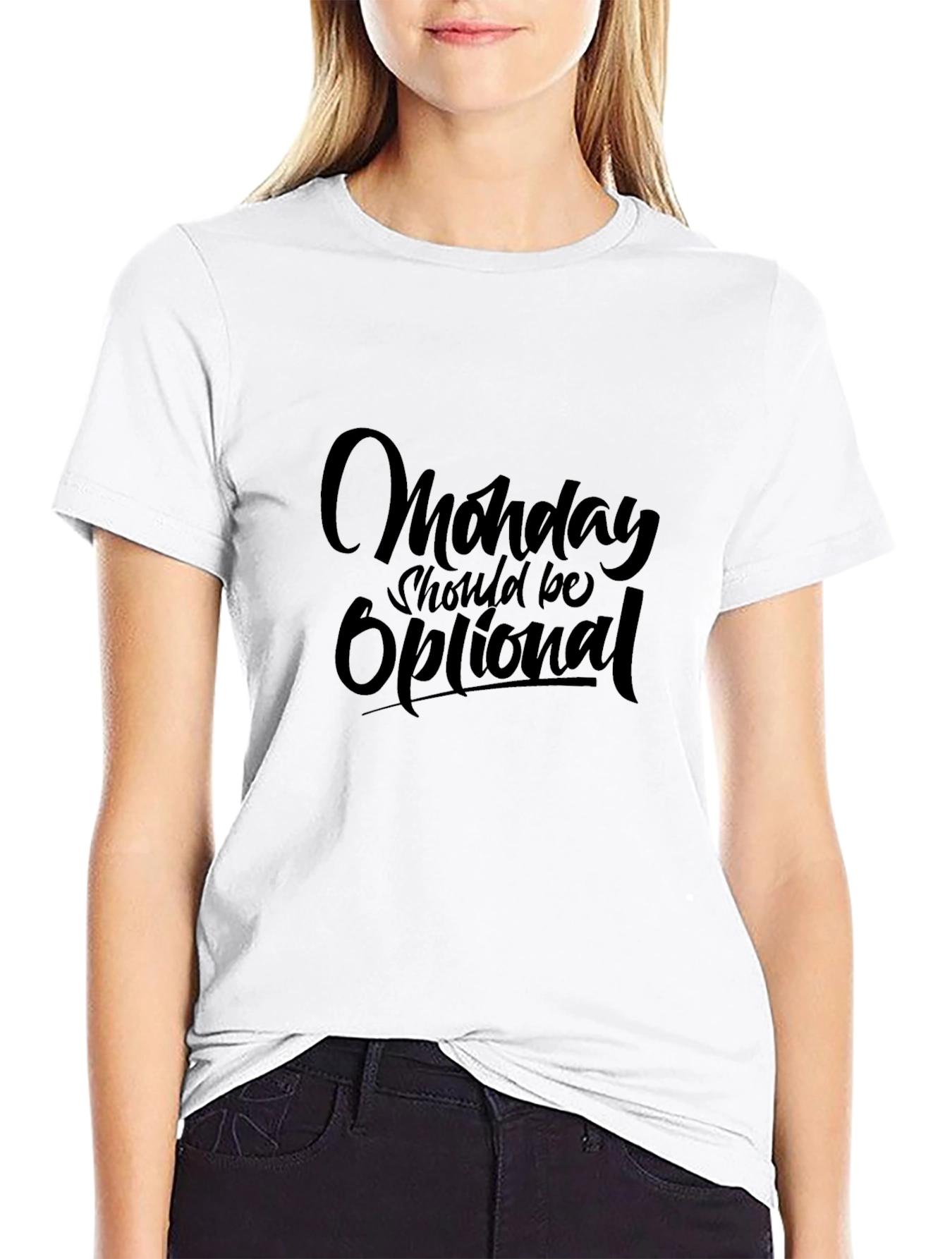 Monday Should Be Optional Black Graphic Tee