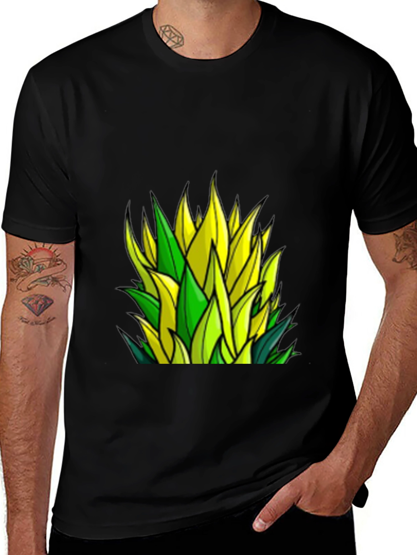 Leaf Design Black T-Shirt - Stylish & Unique