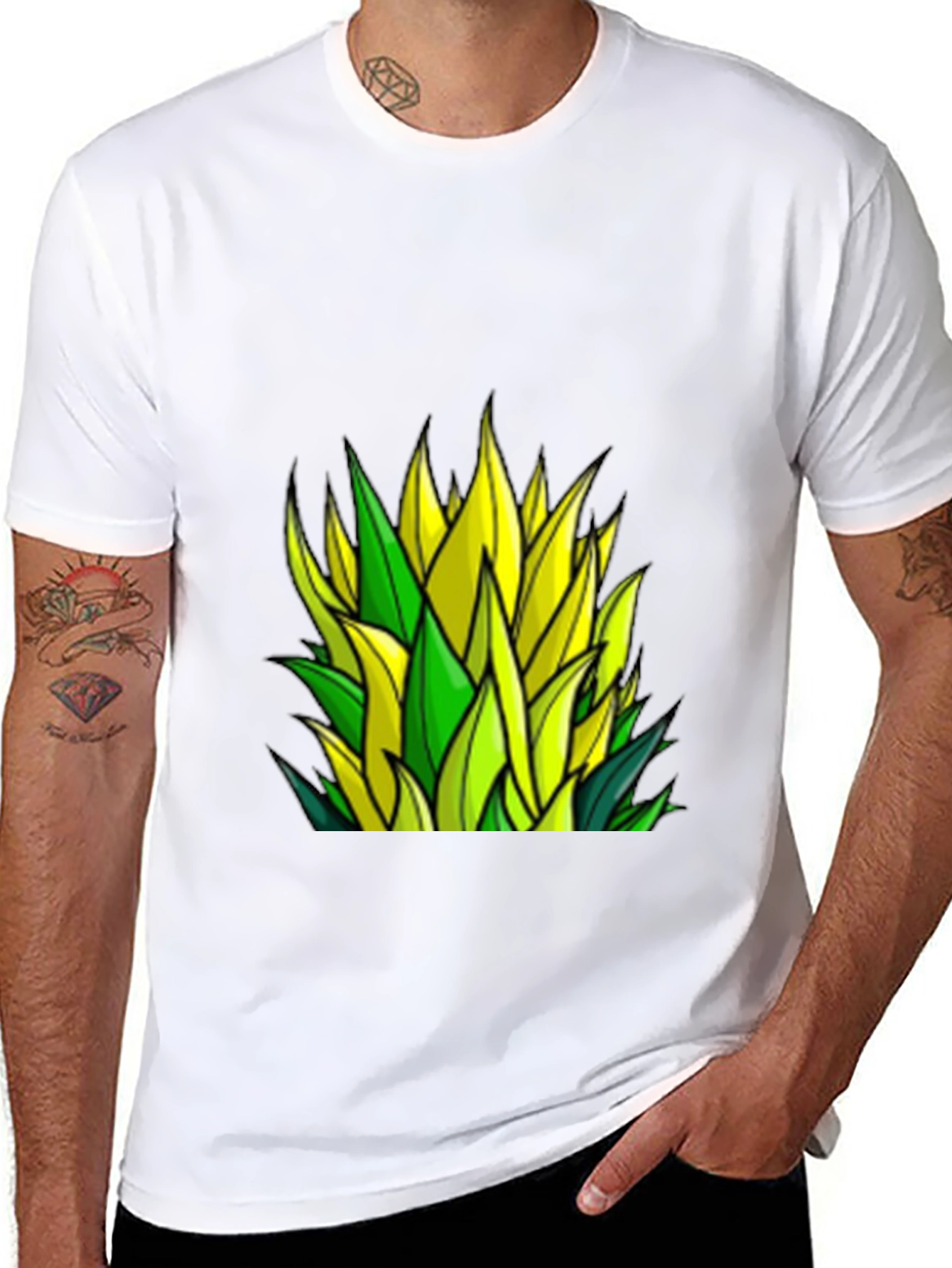 Leaf Design Black T-Shirt - Stylish & Unique