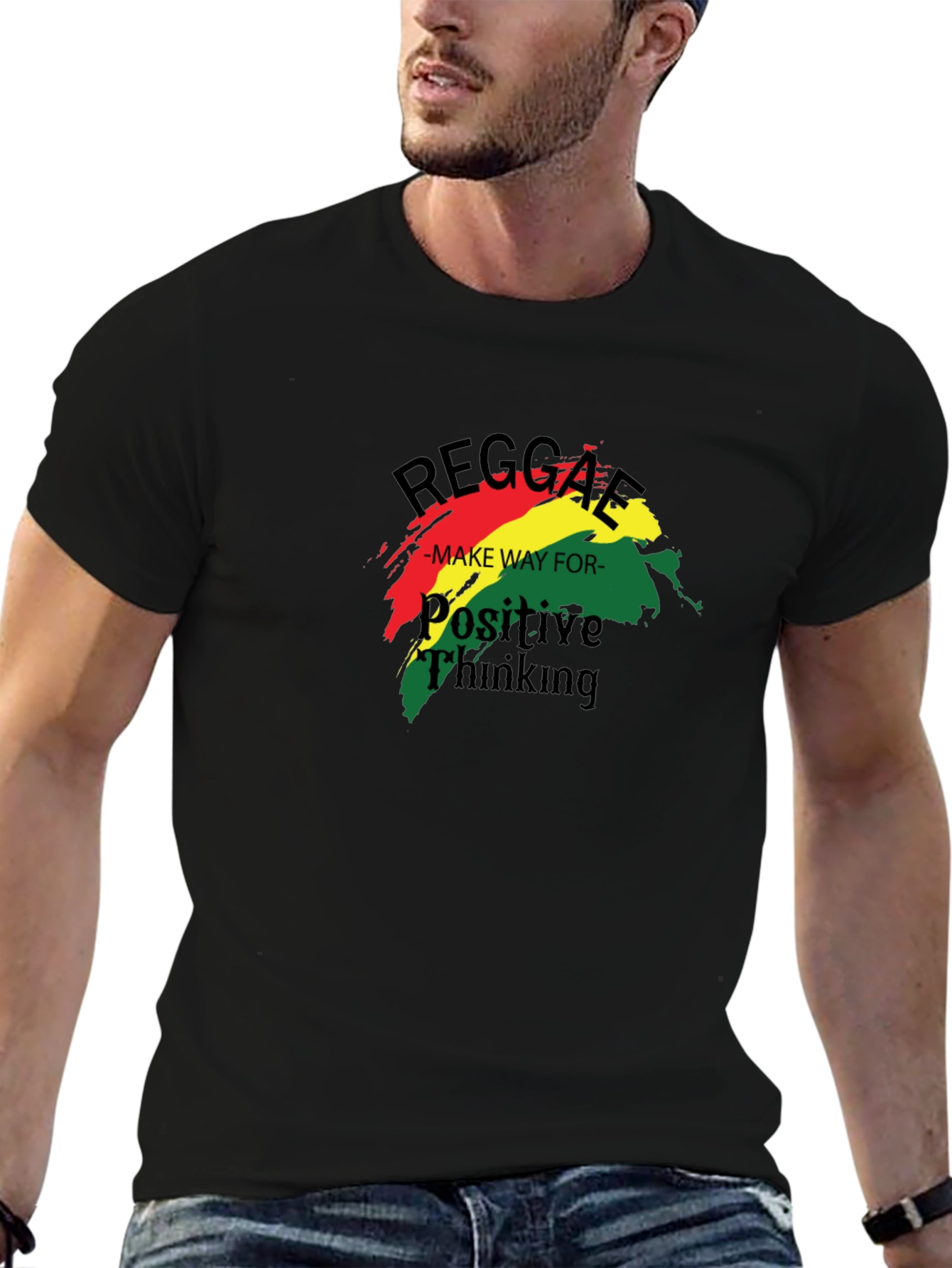 Reggae Positive Thinking Black T-Shirt