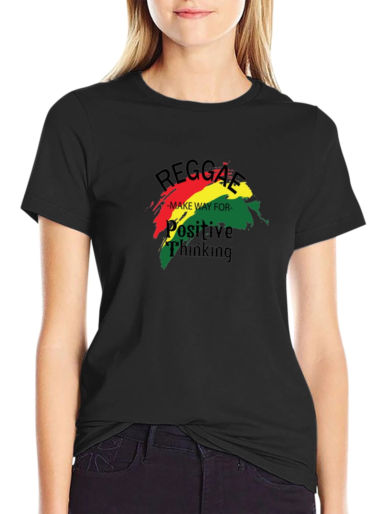 Reggae Positive Thinking Black T-Shirt