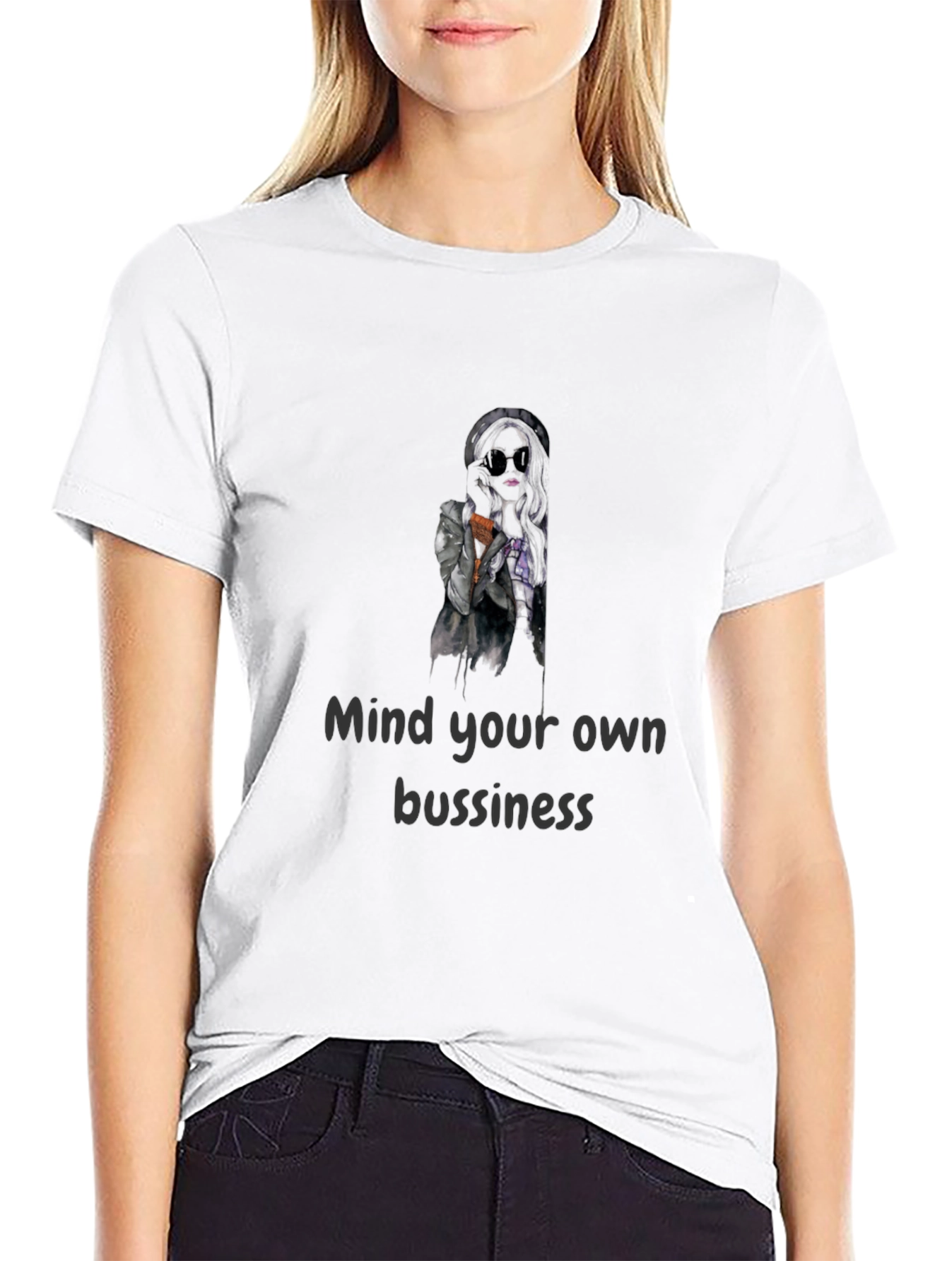 Mind Your Own Business Graphic Black Tee