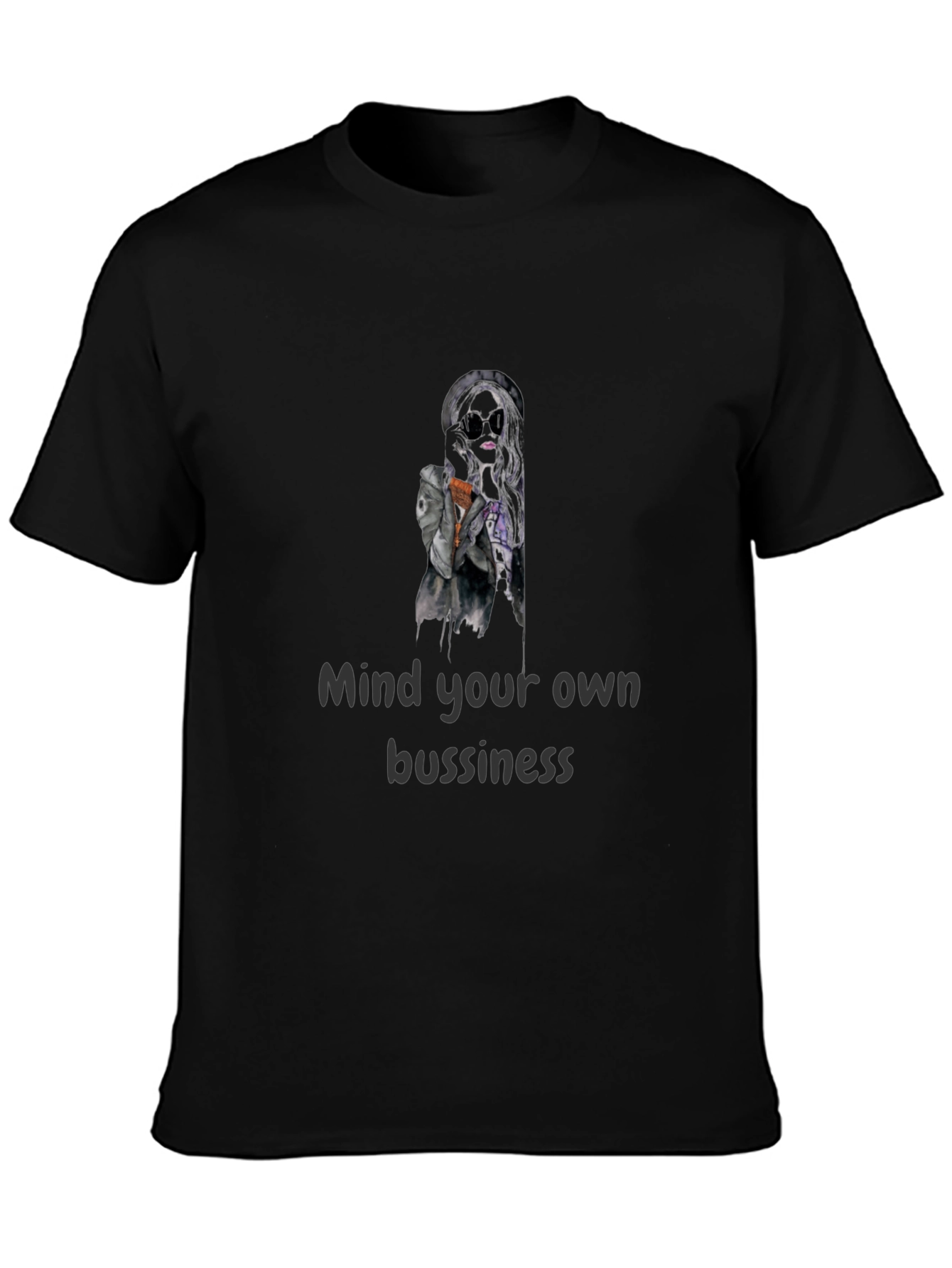 Mind Your Own Business Graphic Black Tee