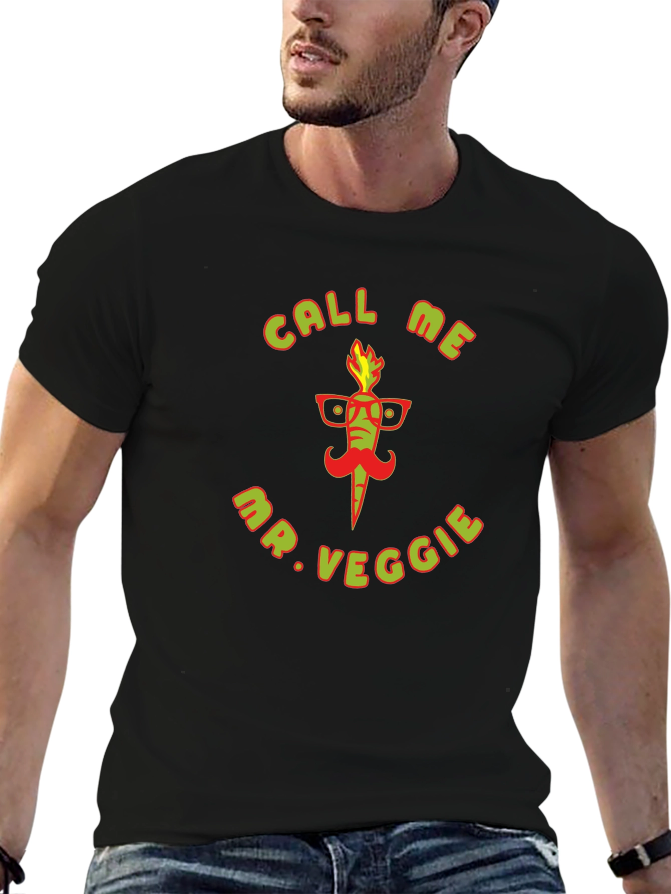 Call Me Mr. Veggie Black T-Shirt