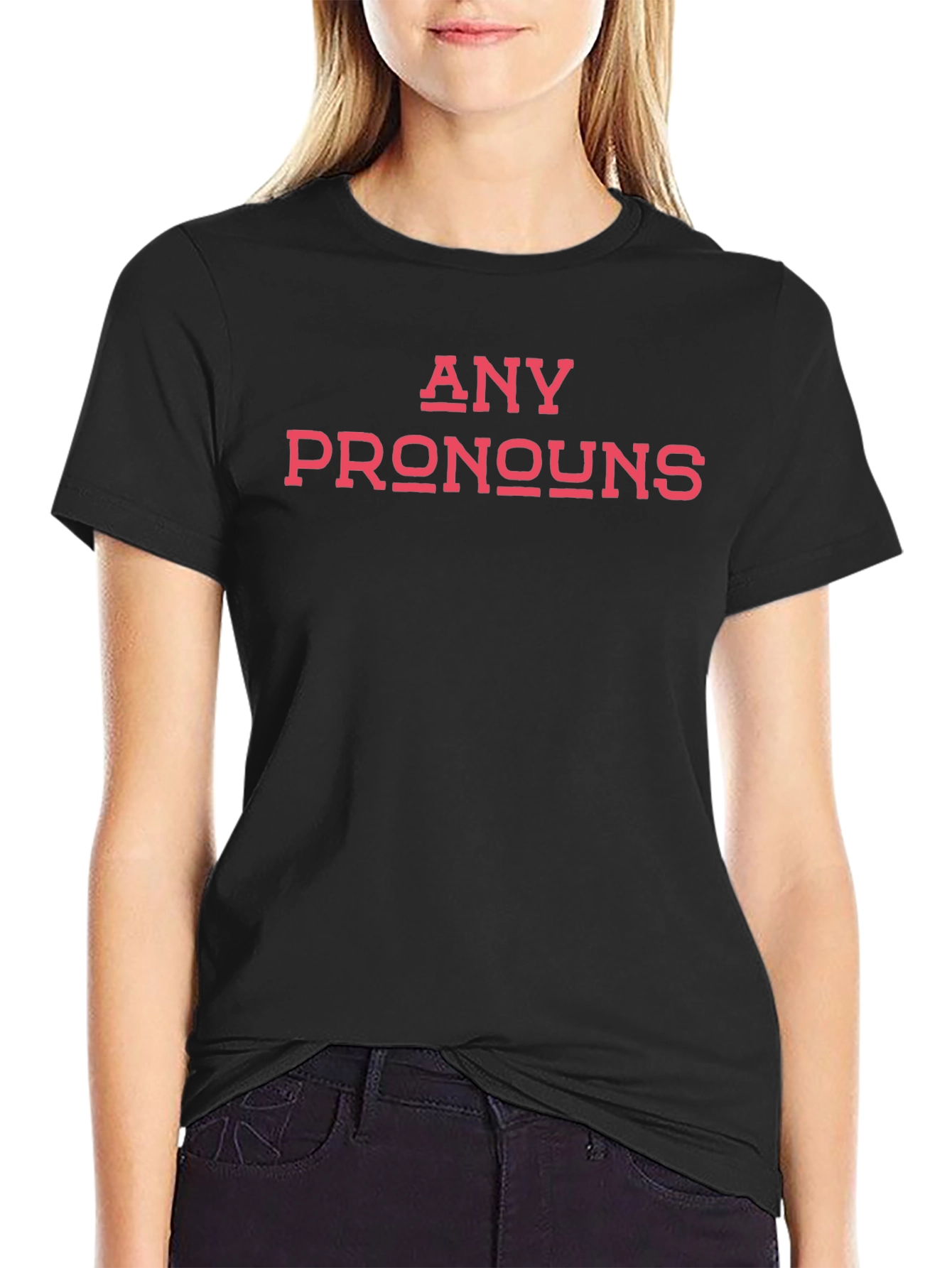 Any Pronouns Black Cotton T-Shirt