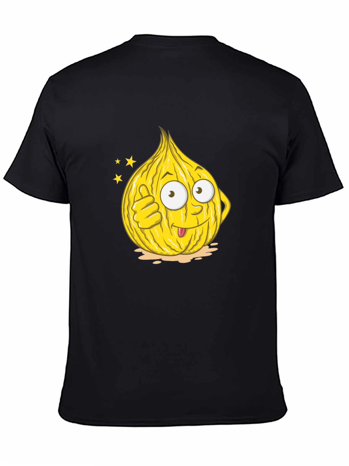 Funny Onion Cartoon Graphic Tee - Black Cotton
