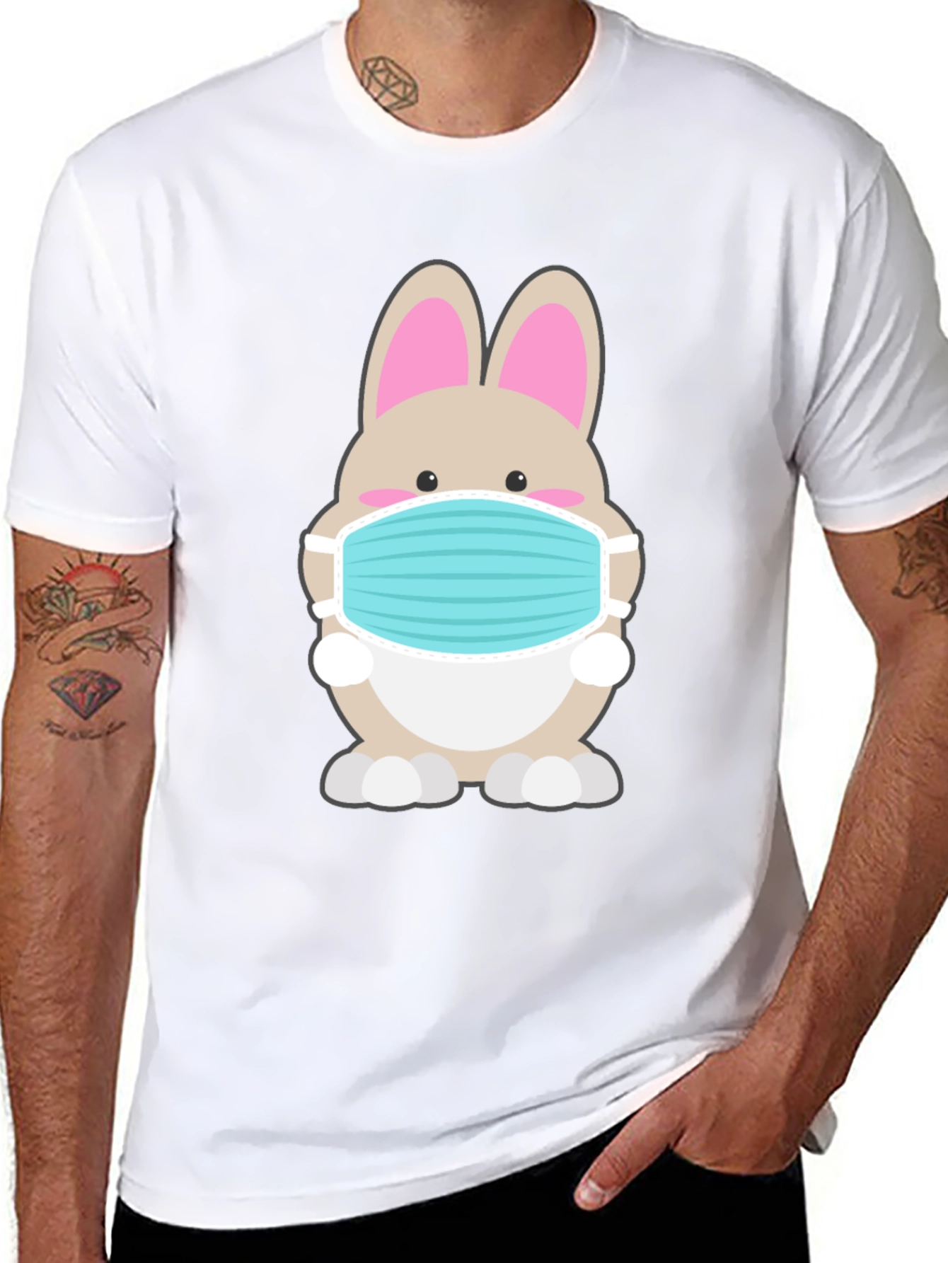 Bunny Mask Graphic Tee - Stay Safe in Style