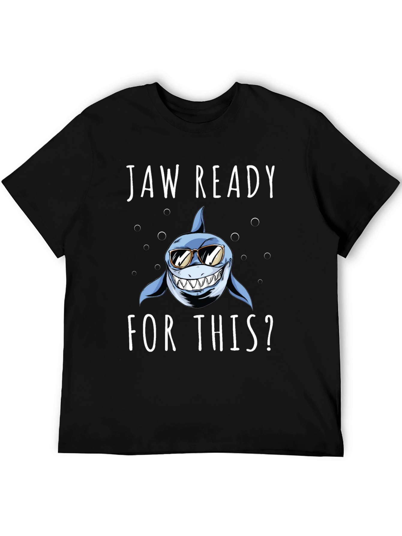 Jaw Ready? Shark Graphic Tee - Black Cotton T-Shirt