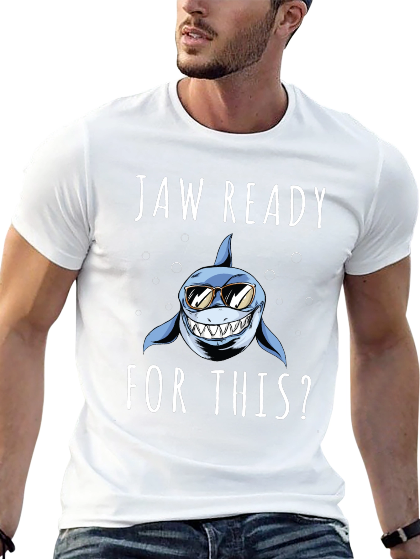 Jaw Ready? Shark Graphic Tee - Black Cotton T-Shirt