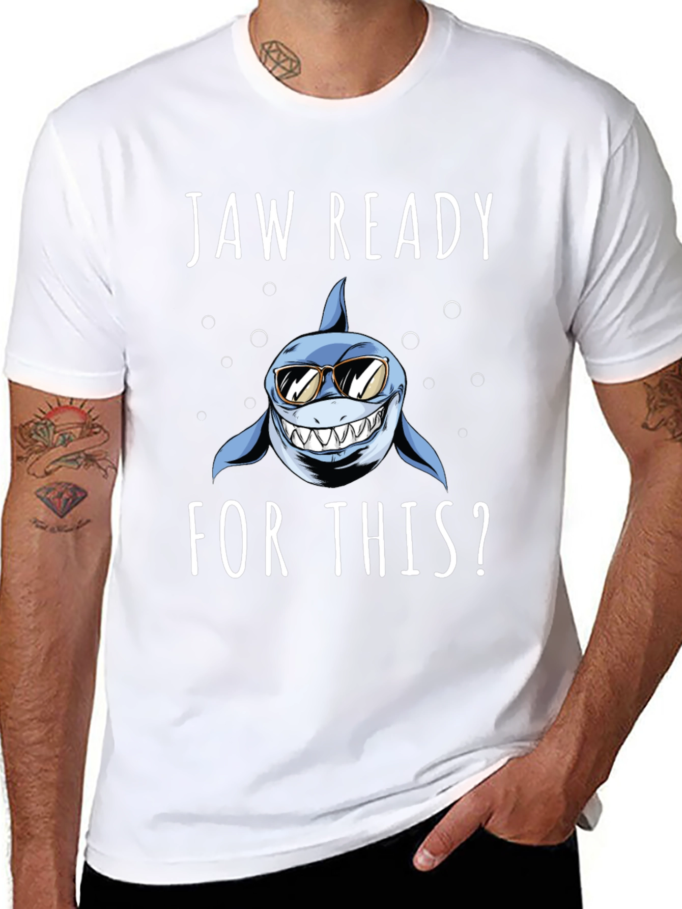 Jaw Ready? Shark Graphic Tee - Black Cotton T-Shirt