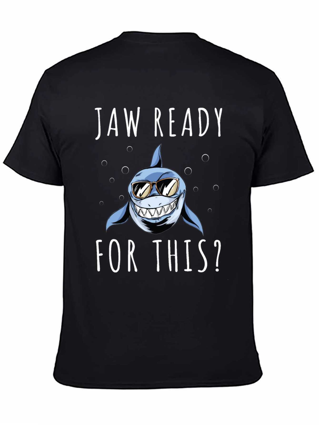 Jaw Ready? Shark Graphic Tee - Black Cotton T-Shirt