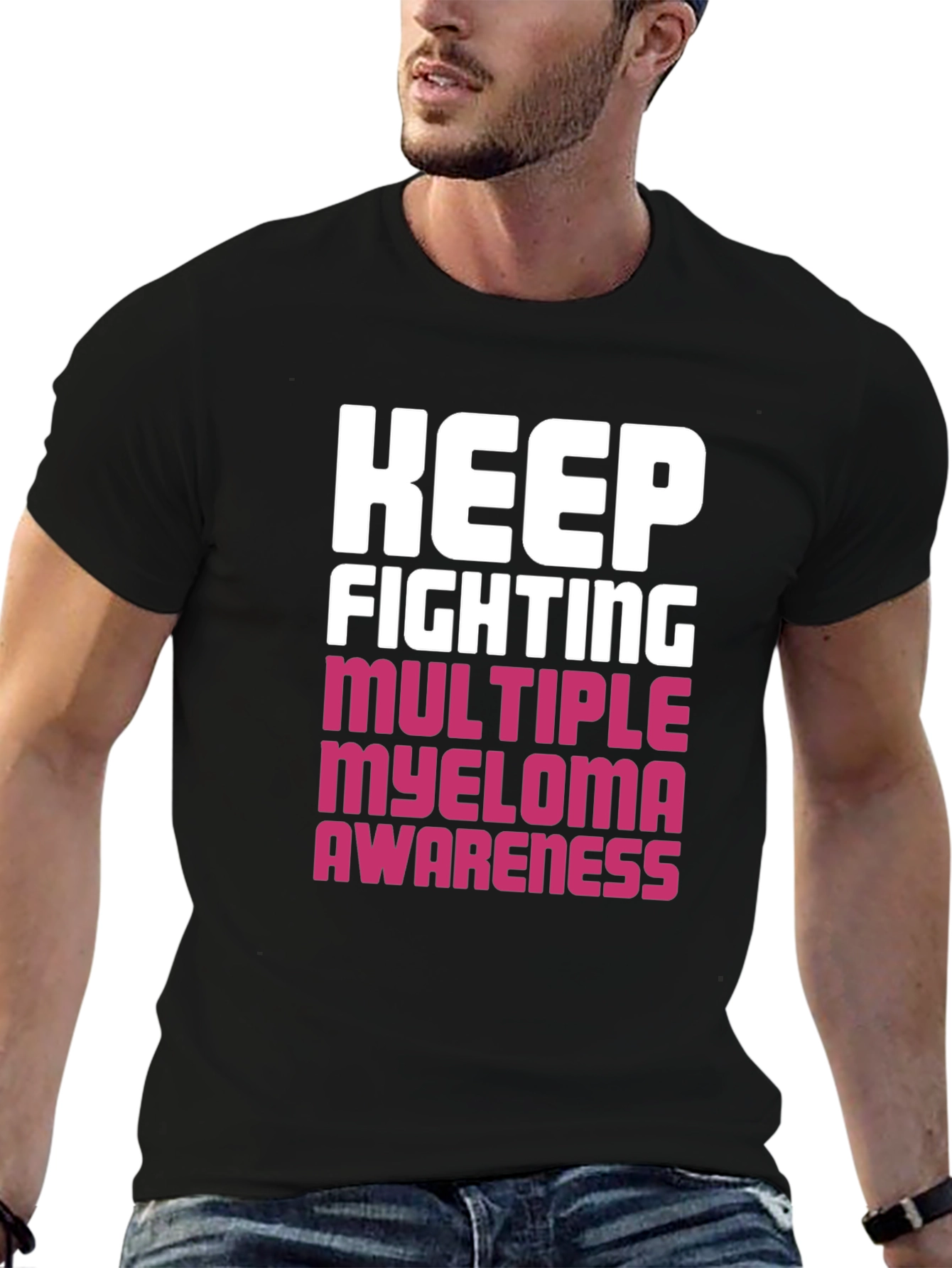 Keep Fighting Myeloma Awareness Black T-Shirt