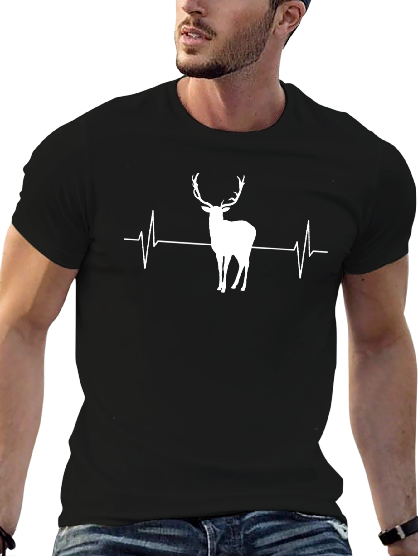 Deer Heartbeat Graphic Tee - Nature Lovers T-Shirt