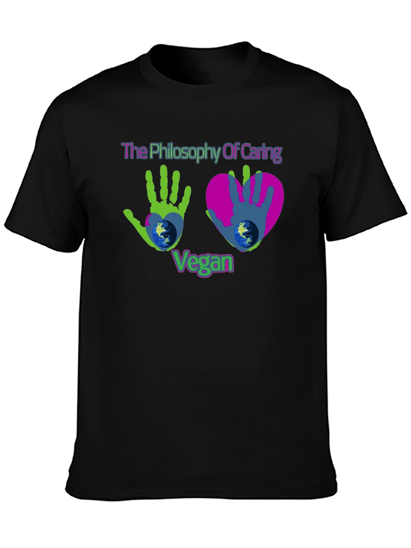 Vegan Philosophy Caring Earth Graphic T-Shirt
