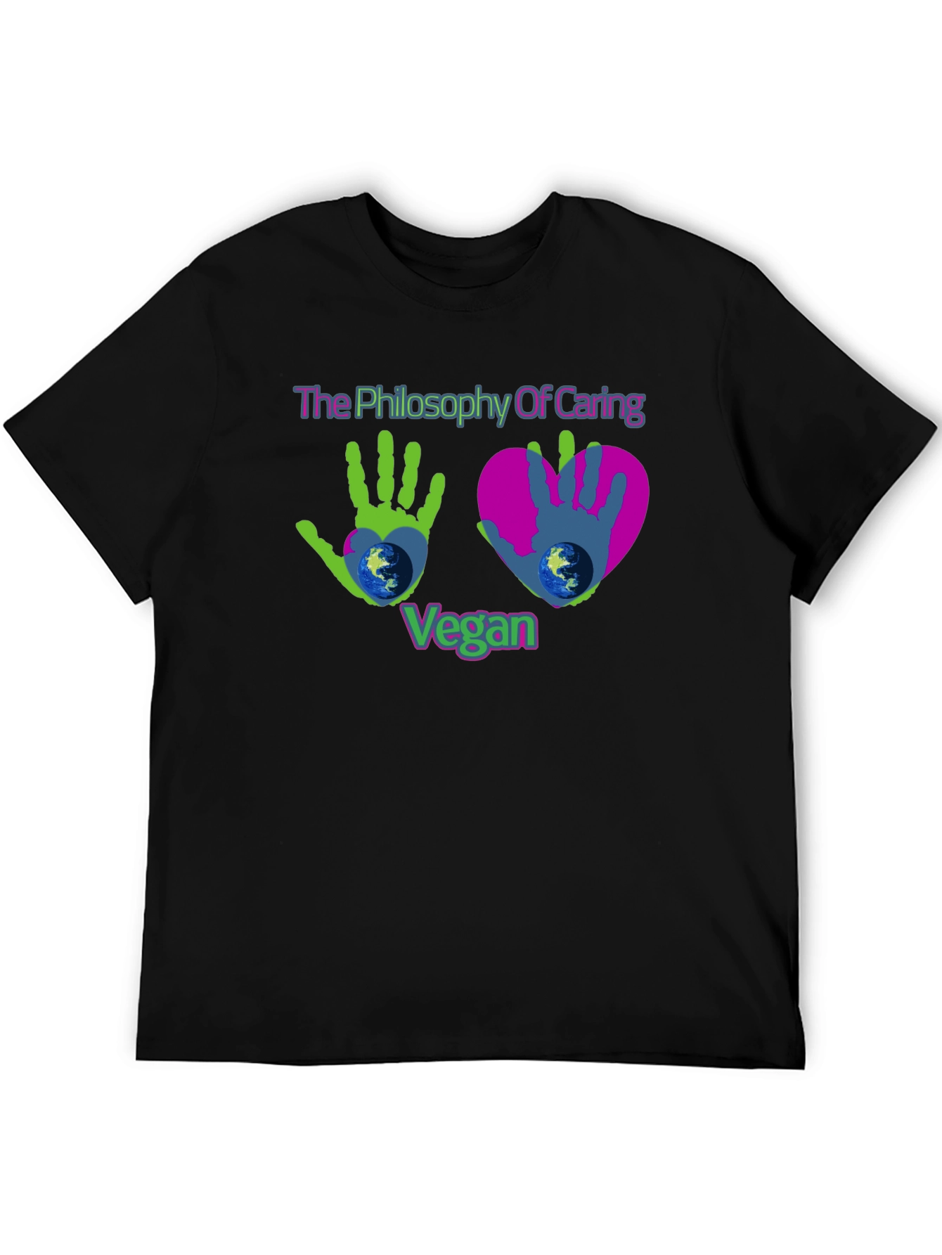 Vegan Philosophy Caring Earth Graphic T-Shirt