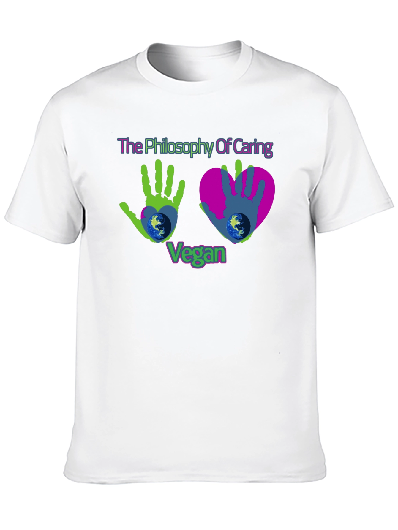 Vegan Philosophy Caring Earth Graphic T-Shirt