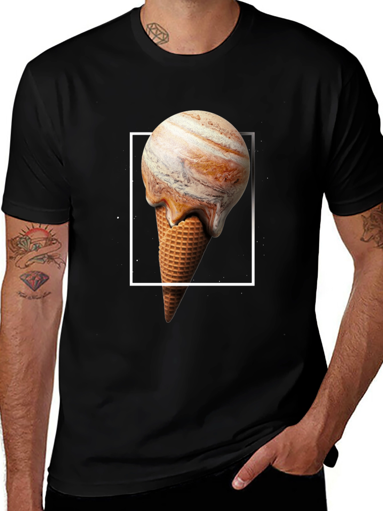 Planet Jupiter Ice Cream Cone Graphic T-Shirt