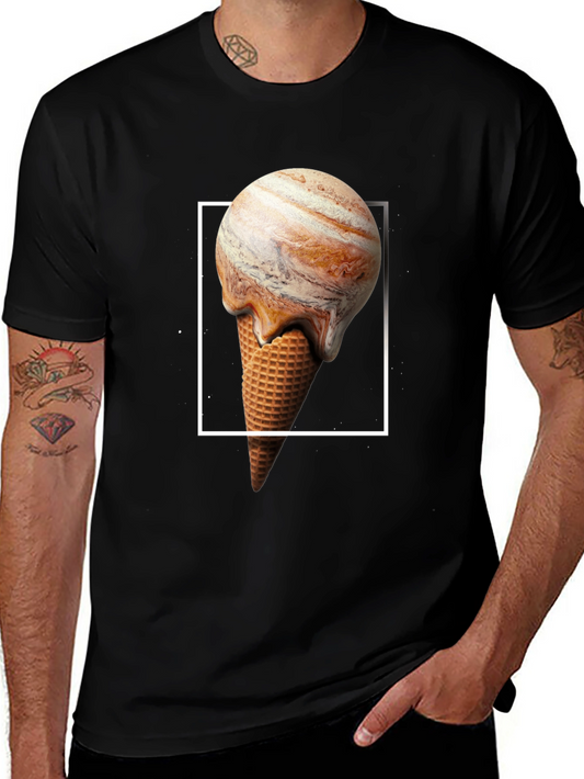 Planet Jupiter Ice Cream Cone Graphic T-Shirt