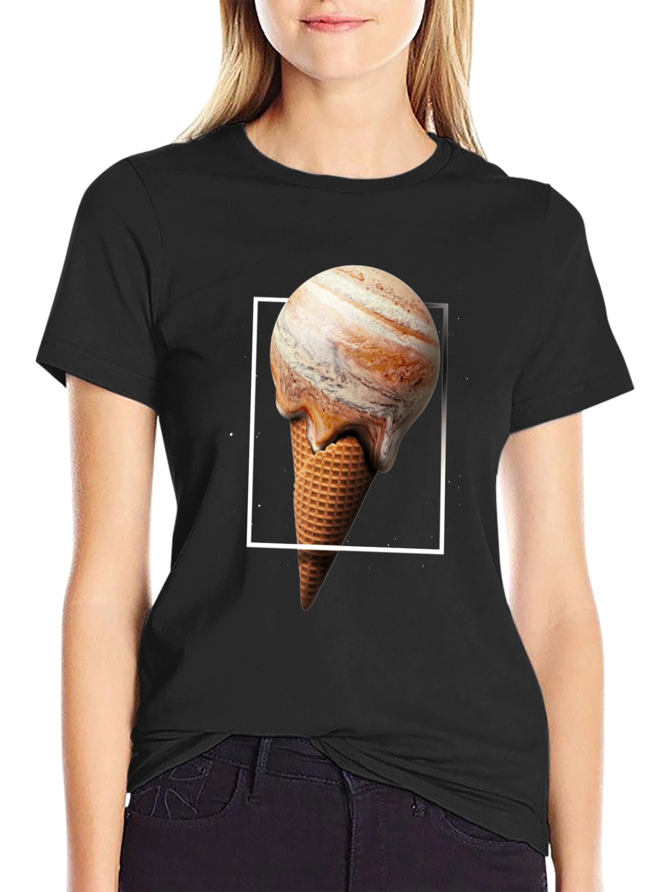 Planet Jupiter Ice Cream Cone Graphic T-Shirt