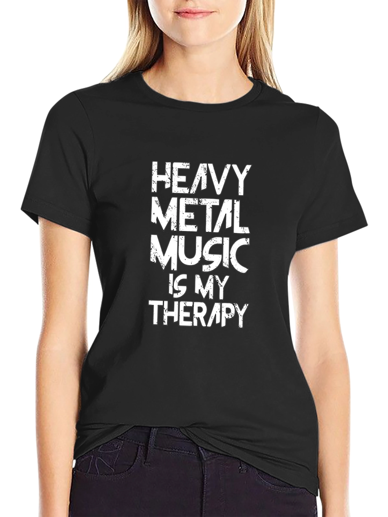 Heavy Metal Music Therapy Tee - Black Graphic T-Shirt