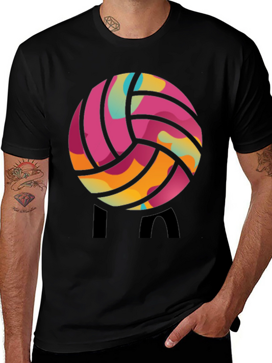 Colorful Volleyball Graphic Tee - Casual Style