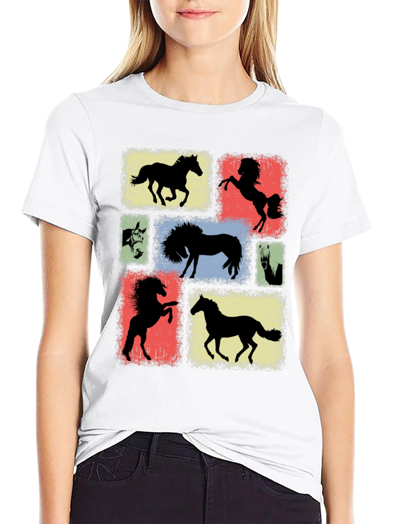 Horse Silhouette Graphic Tee - Equestrian Style Shirt