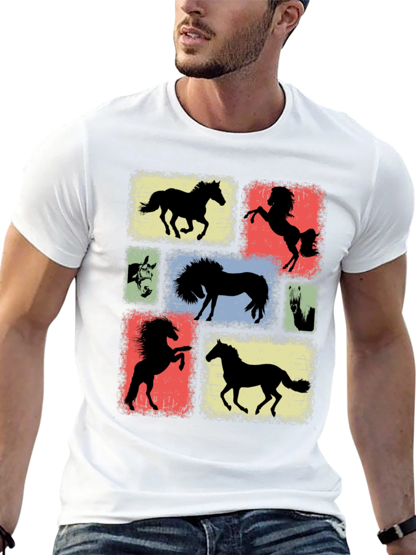 Horse Silhouette Graphic Tee - Equestrian Style Shirt